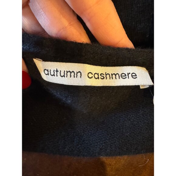 Autumn Cashmere Sweater Women Small Black Cashmere Beaded Neckline Cardigan - Picture 8 of 10